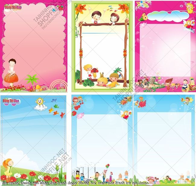 file vector khung nen nhan dan tranh decor phong hoc mam non tranh tre em